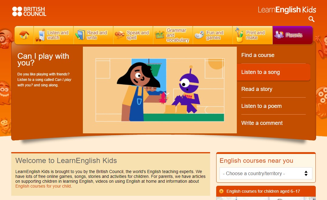 Website British Council phiên bản dành cho trẻ em học tiếng Anh